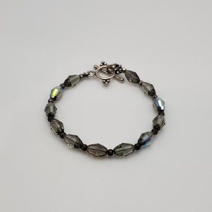 6 Inch 925 Sterling Silver Dark Tones Of Crystal Bracelet